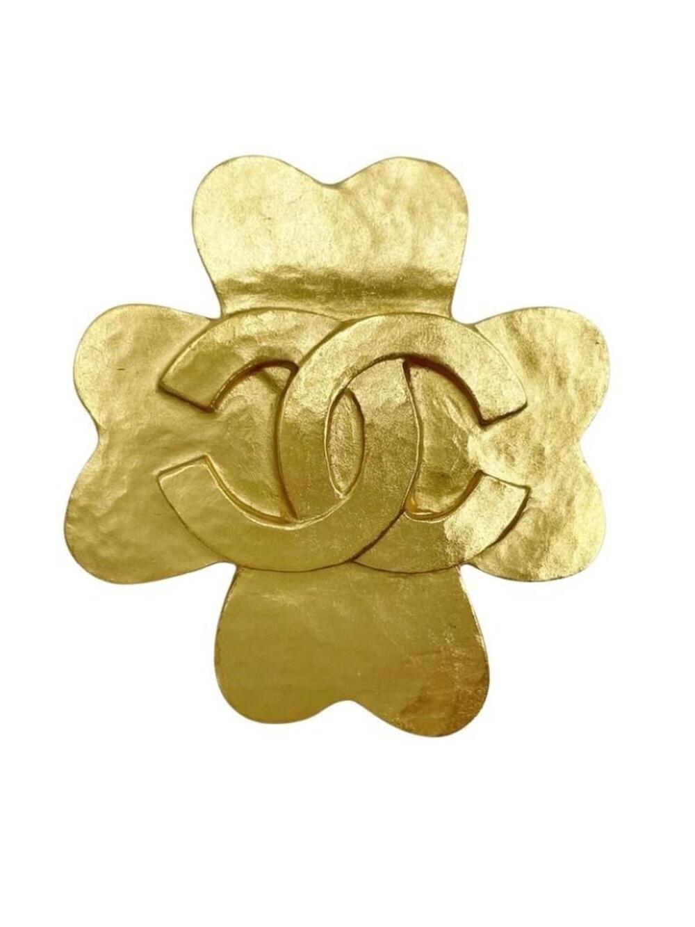 Chanel Cc Logo Clover Brooch Gold-Tone #346939C72B